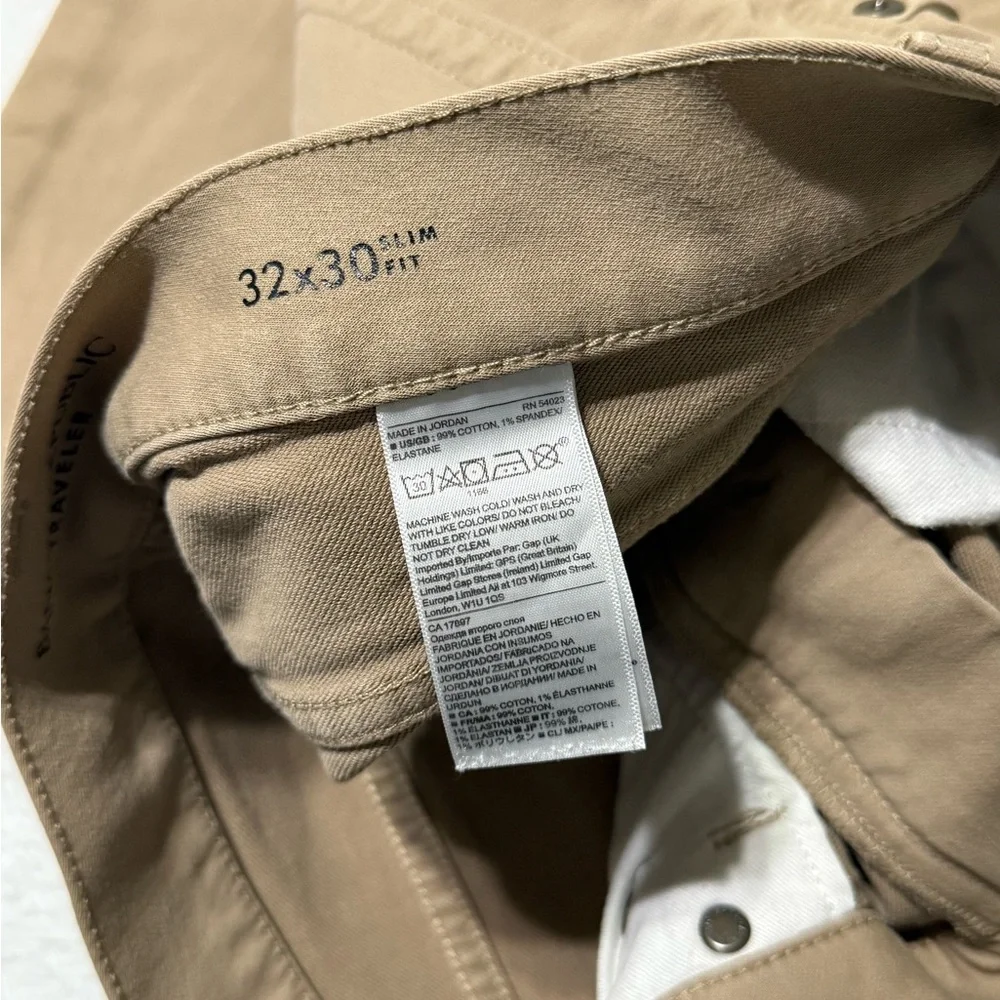 Banana Republic Jeans‎ Mens 32x28 Beige Traveler Slim Straight Stretch Mid Rise